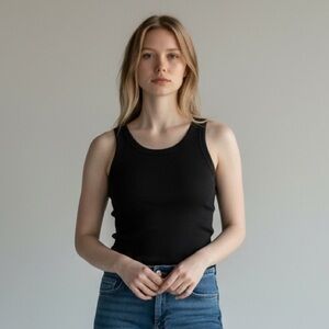 The Upside Black Ribbed Tank Top